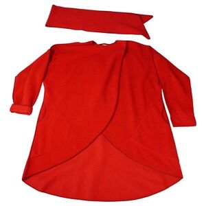 Maralyse‎ Ferree Red Draped Cardigan Jacket Open Front Fleece Cozy Made in Maine